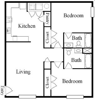 2 Bed / 2 Bath / 925 sq ft / Availability: Not Available / Deposit: $400 / Rent: $789